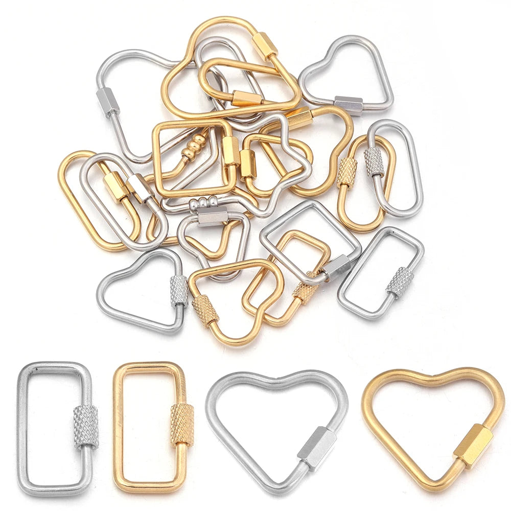 2pcs Stainless Steel Connectors Buckle Geometry For Clasps Hooks Connectors Necklace Bracelet DIY Jewelry Findings Accessories