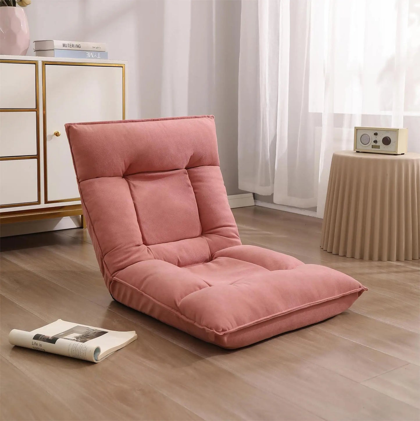 UVR Folding Lazy Sofa Living Room Leisure Backrest Stool Single Tatami Adjustable Balcony Window Reading Chair Furniture