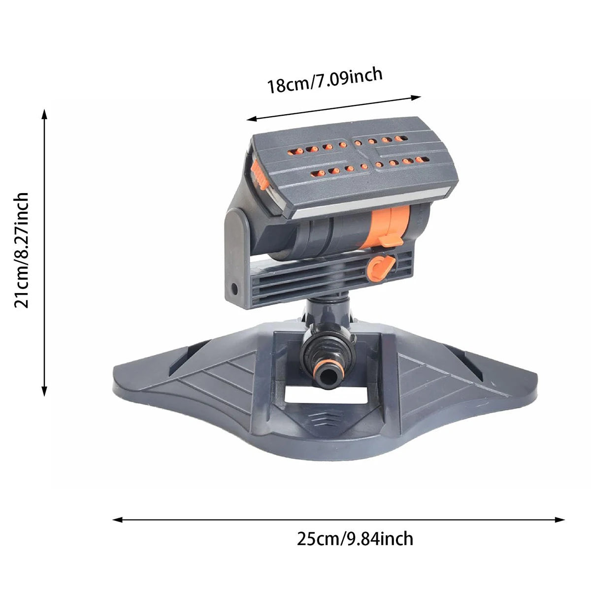 16-Nozzle Oscillating Sprinkler Adjustable 360° for Lawn/Yard - Water-Saving Garden Sprinkler with Mini Turbine Spray