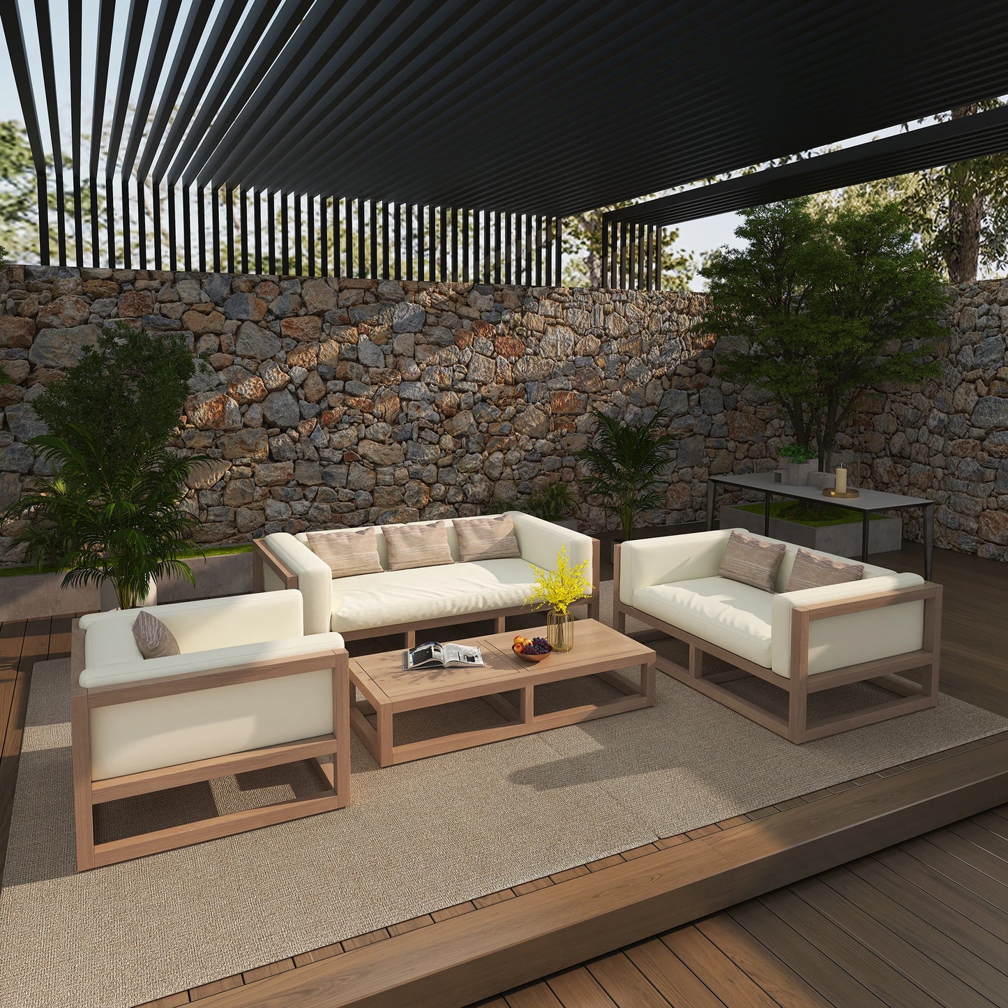 All Weather Hotel Sofa Patio Garden Lounge Teak Corner Corner Sofas Sets Outdoor Furniture Outdoor Sectional