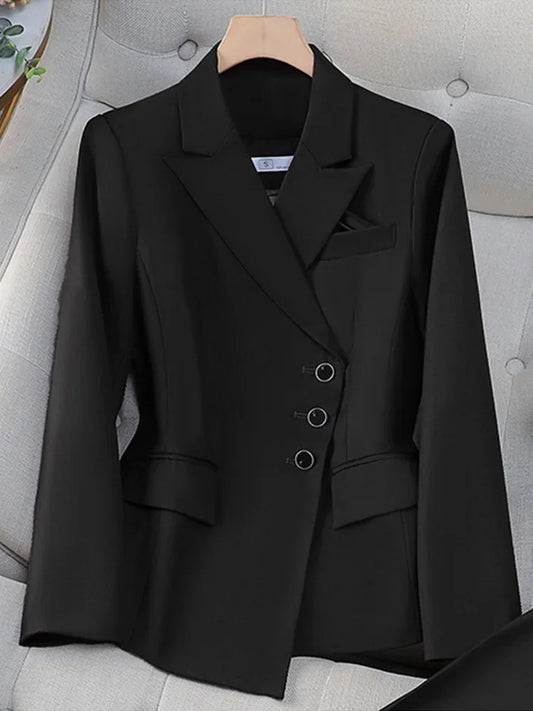 2025 New All Season Elegant 2 Piece Set for Women Pants with Single Breasted Zipper Casual Shirt Sleeve Office Business Workwea