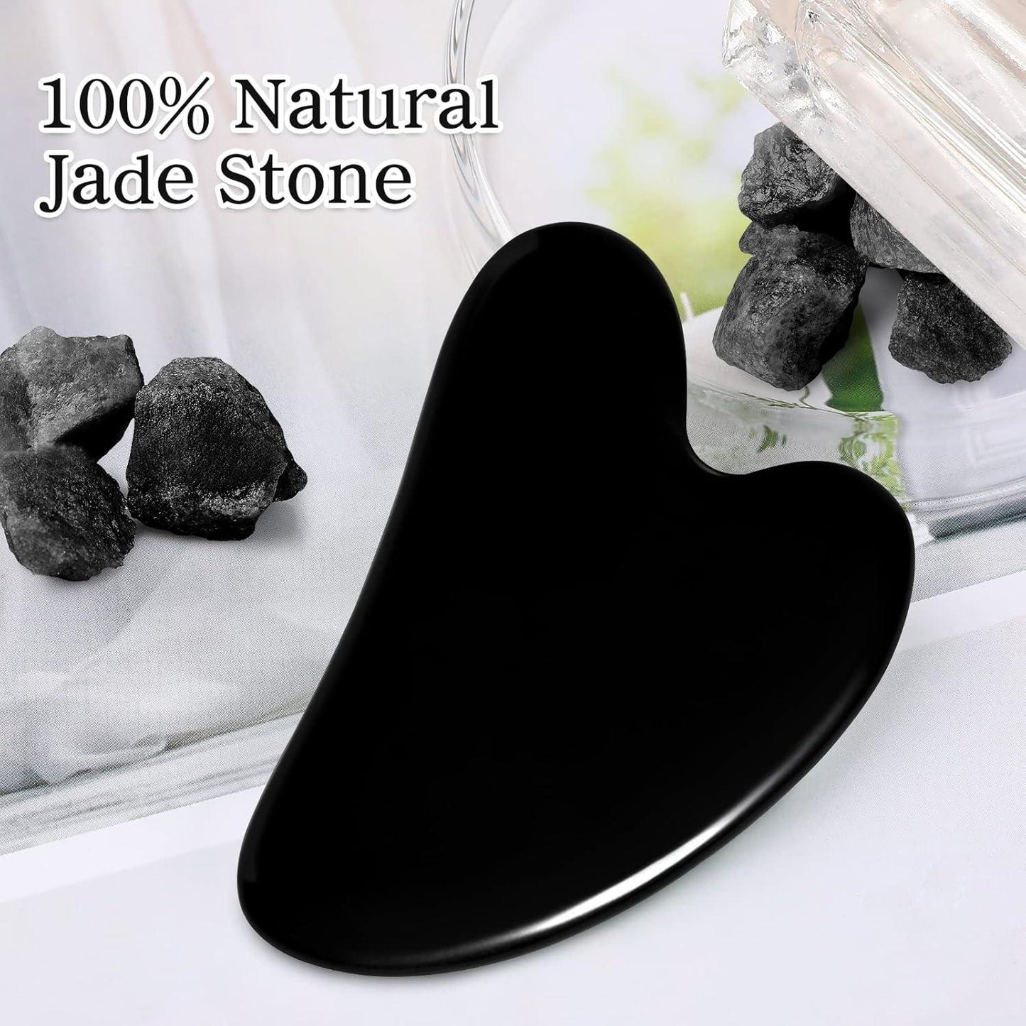 Sahaj Hast Black Gua Sha Facial Tool – Premium Jade Stone for Skincare