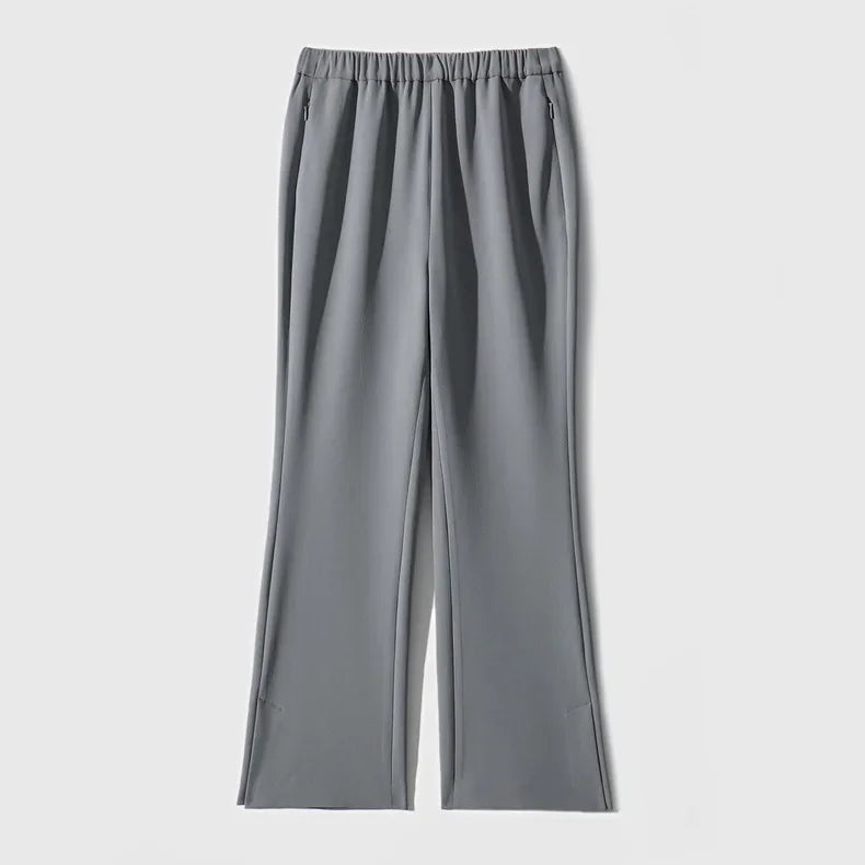V-neck Outfits Casual Blazers Suits Slit Crop Flare Pants Sets Women Solid Triacetate Spring Autumn Slight Streh Elastic Waist