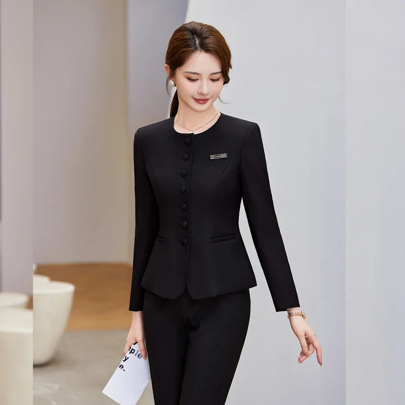 NAVIU Formal Skirt Suits Two Piece Set Women 2025 Office Ladies Single Button Slim Blazer High Waisted Suits Skirt Work Wear