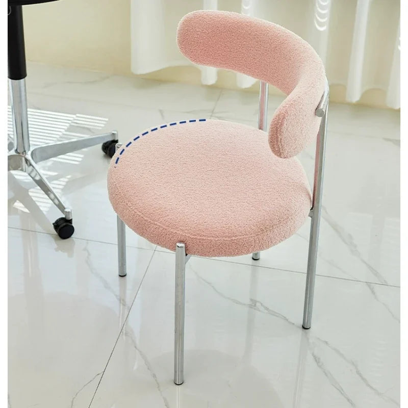 Modern cream style light French style home backrest chair,home bedroom desk chair,cream style lamb velvet dining table and chair