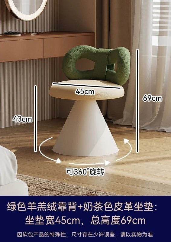 Middle Ancient Style Rotatable Bedroom Dressing Stool, Internet Famous Dressing Chair,Dressing Table, Bow Shaped Vanity Stools