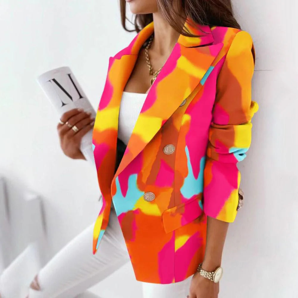 Plaid Blazer Jacket Women Spring Autumn Long Sleeve Casual Slim Blazers Khaki Woman Coats  Fall Elegant Office Suit Coat new