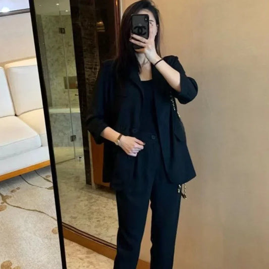Casual Suit Jacket Two Piece Sets Women office Fall Outfits Fashion Women's Blazer and Pants Suits Set 2 Elegant Pieces JJ199