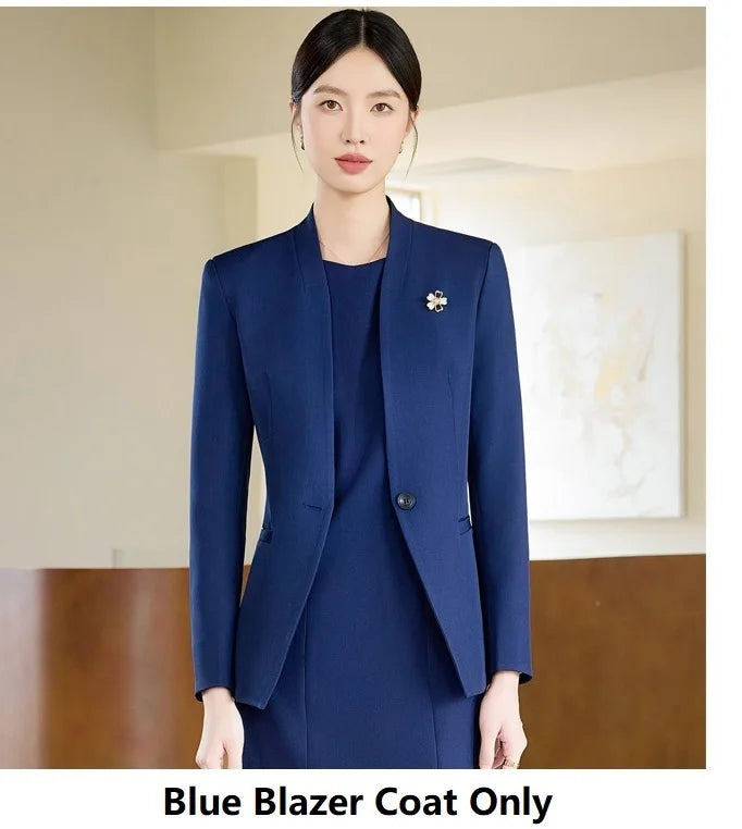 Formal Women Business Suits OL Styles Office Ladies Spring Autumn with Tops and Dress Career Interview Outfits Clothing Sets