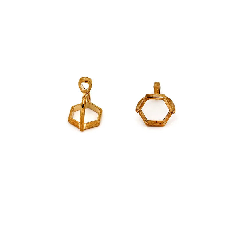 20Pcs Hexagonal Gemstone Cap Natural Stone Crystal Pillar Pendant Caps For Jewelry Making Pendant Necklace Connectors Clasp DIY