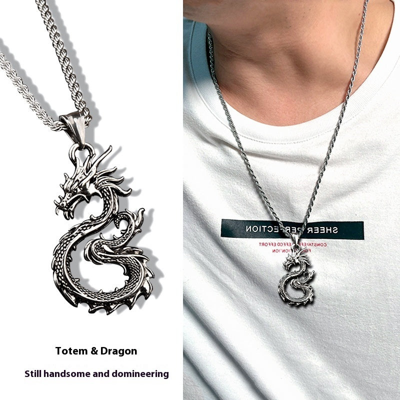 Fashion Jewelry Dragon Sword Pendant Necklace Paved Black Color