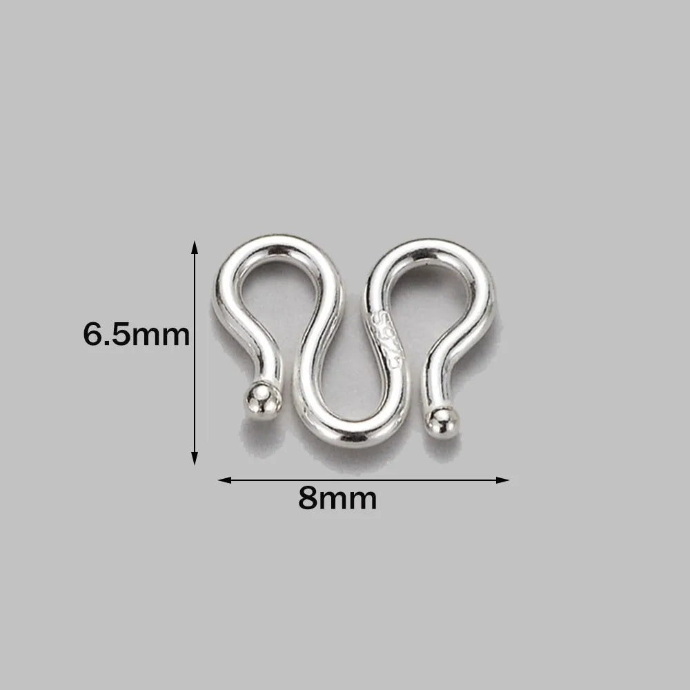 2Pcs 925 Sterling Silver Letter S M Shape Buckle Connectors For DIY Necklace Bracelet End Clasps Hooks Jewelry Making Supplies