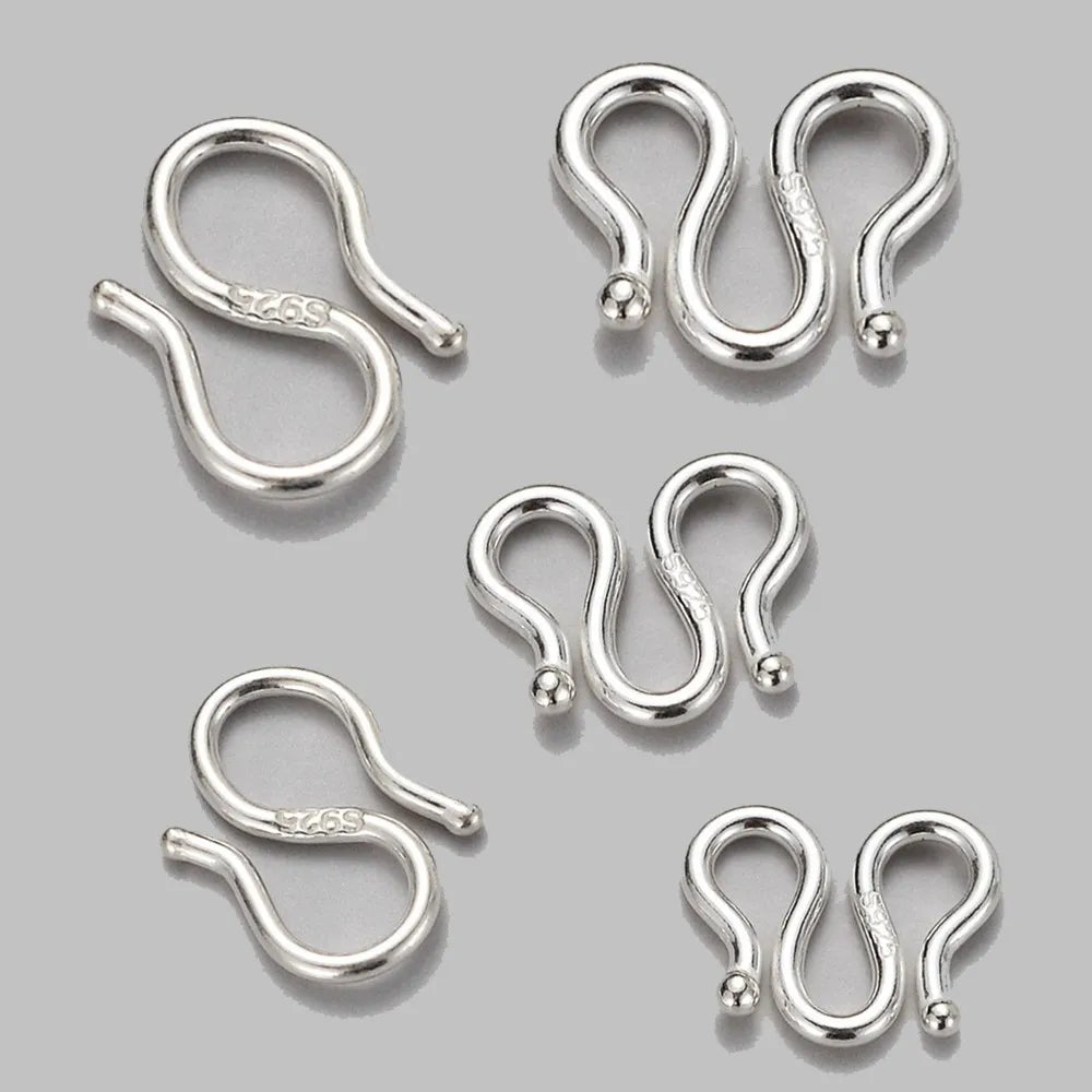 2Pcs 925 Sterling Silver Letter S M Shape Buckle Connectors For DIY Necklace Bracelet End Clasps Hooks Jewelry Making Supplies