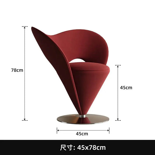 French Style Light Luxury Single Sofa Chair, Designer's Heart-shaped Women's Makeup Stool, Casual Cone-shaped Princess Chair