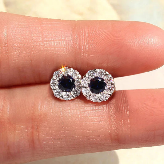 Huitan Dainty Cubic Zirconia Stud Earrings for Women White/Green/Blue/Red CZ Daily Wear Simple Stylish Girls Piercing Jewelry