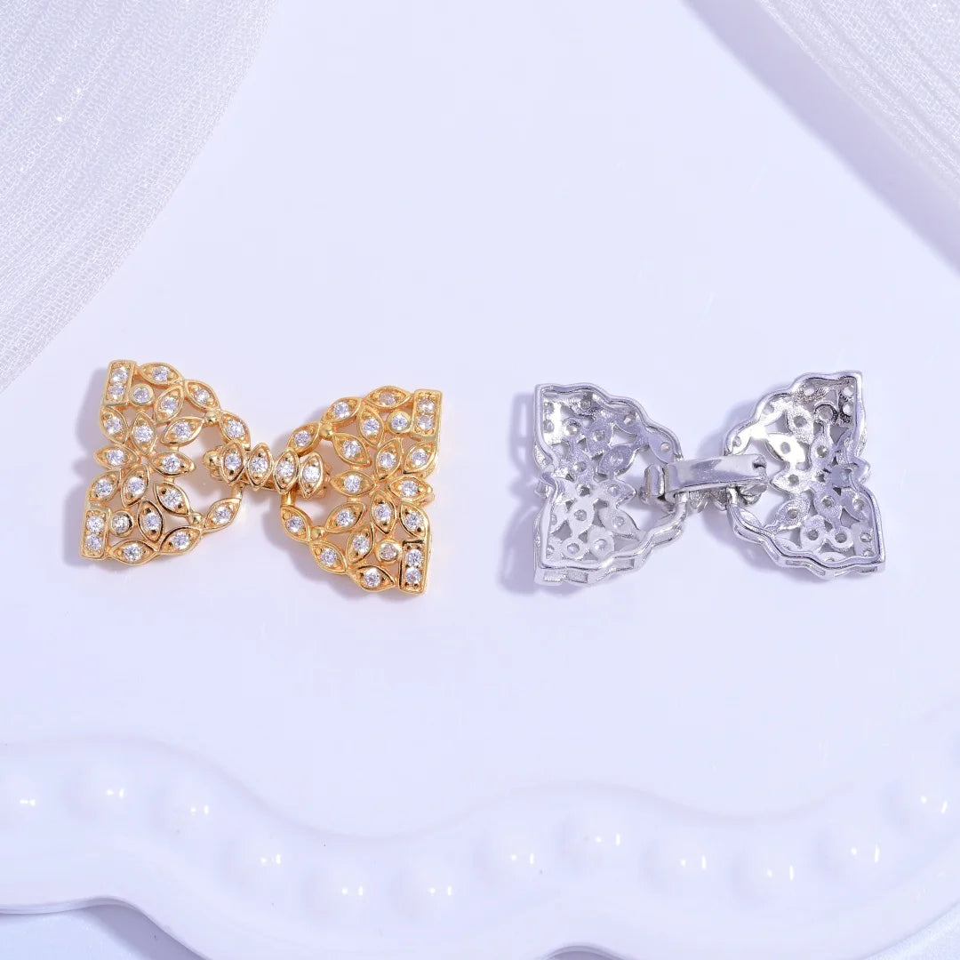 S925 Sterling Silver Multi - row Pearl Necklace and Bracelet Clasp, DIY Handmade Pearl Beading Link Clasp Accessories SK118