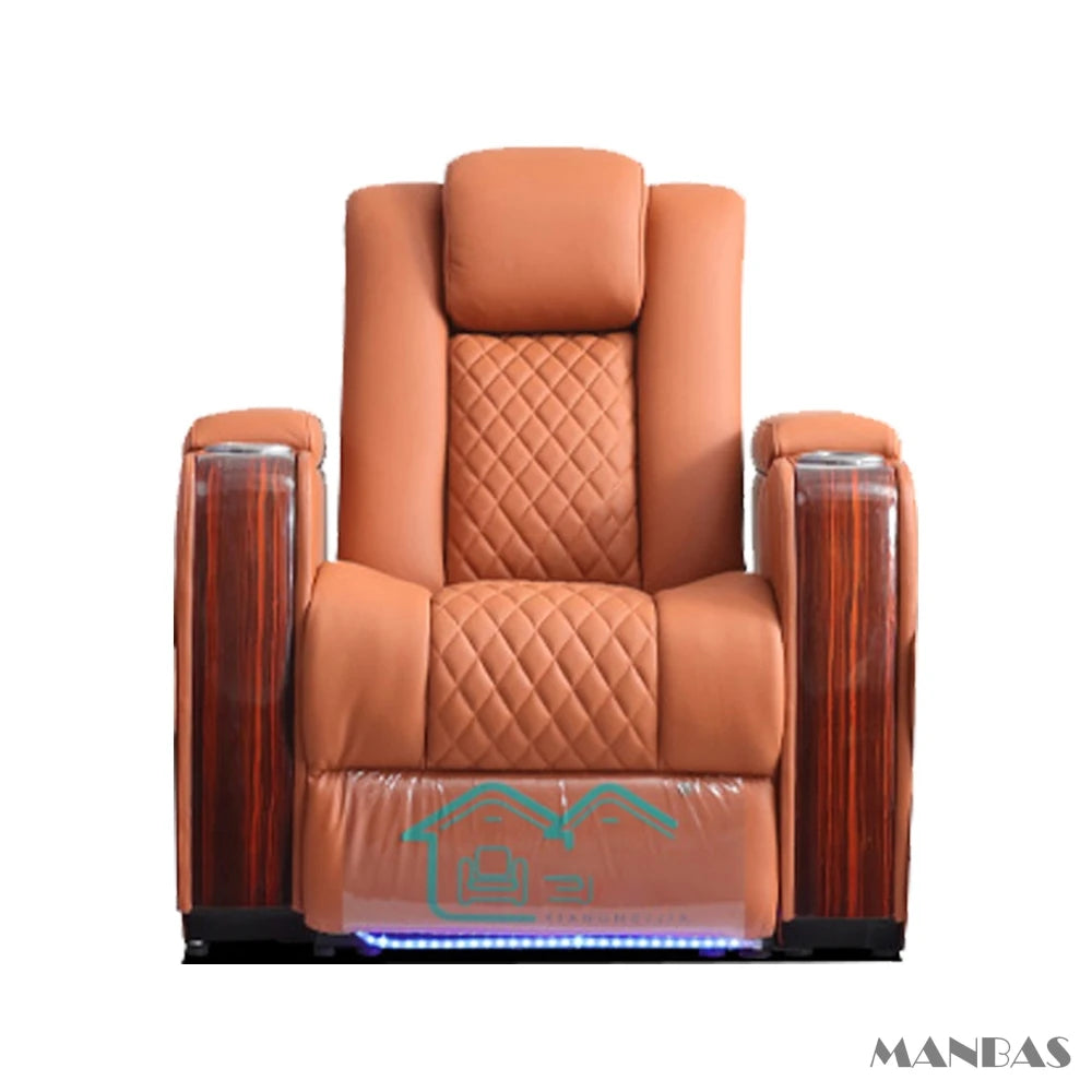 Luxury Dual Motors Electric Reclining Home Theater Seating – Adjustable Genuine Leather Recliner Chairs with Cup Holder, Massage