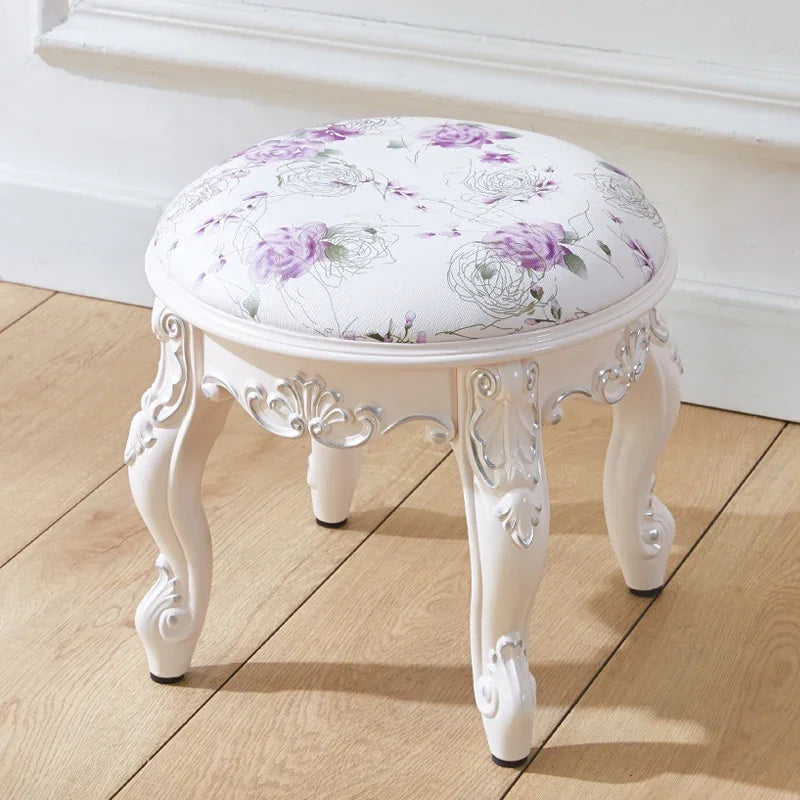 European style low stool modern bedroom stool off-white Hallway ottoman vanity chair makeup Footrest Interior home furniture