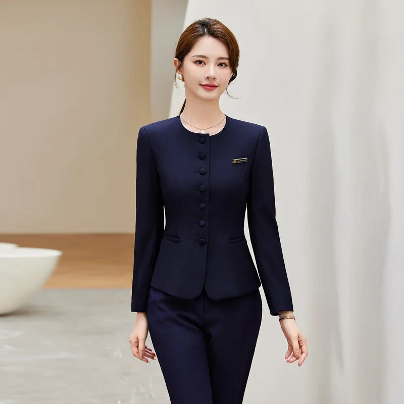 NAVIU Formal Skirt Suits Two Piece Set Women 2025 Office Ladies Single Button Slim Blazer High Waisted Suits Skirt Work Wear