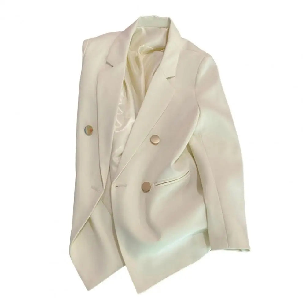 Commuting Style Suit Coat Elegant Lapel Double Breasted Suit Coat for Men Business Outwear with Pockets Solid Color Spring