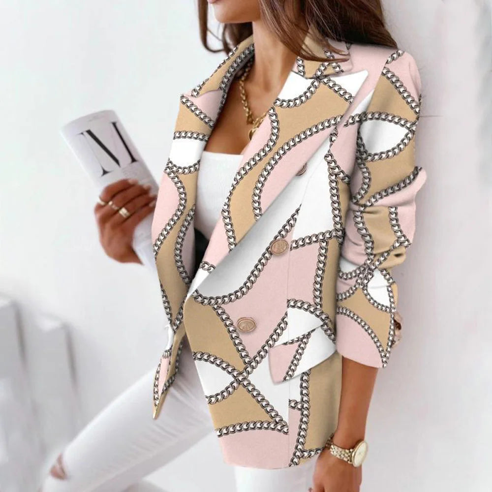 Plaid Blazer Jacket Women Spring Autumn Long Sleeve Casual Slim Blazers Khaki Woman Coats  Fall Elegant Office Suit Coat new