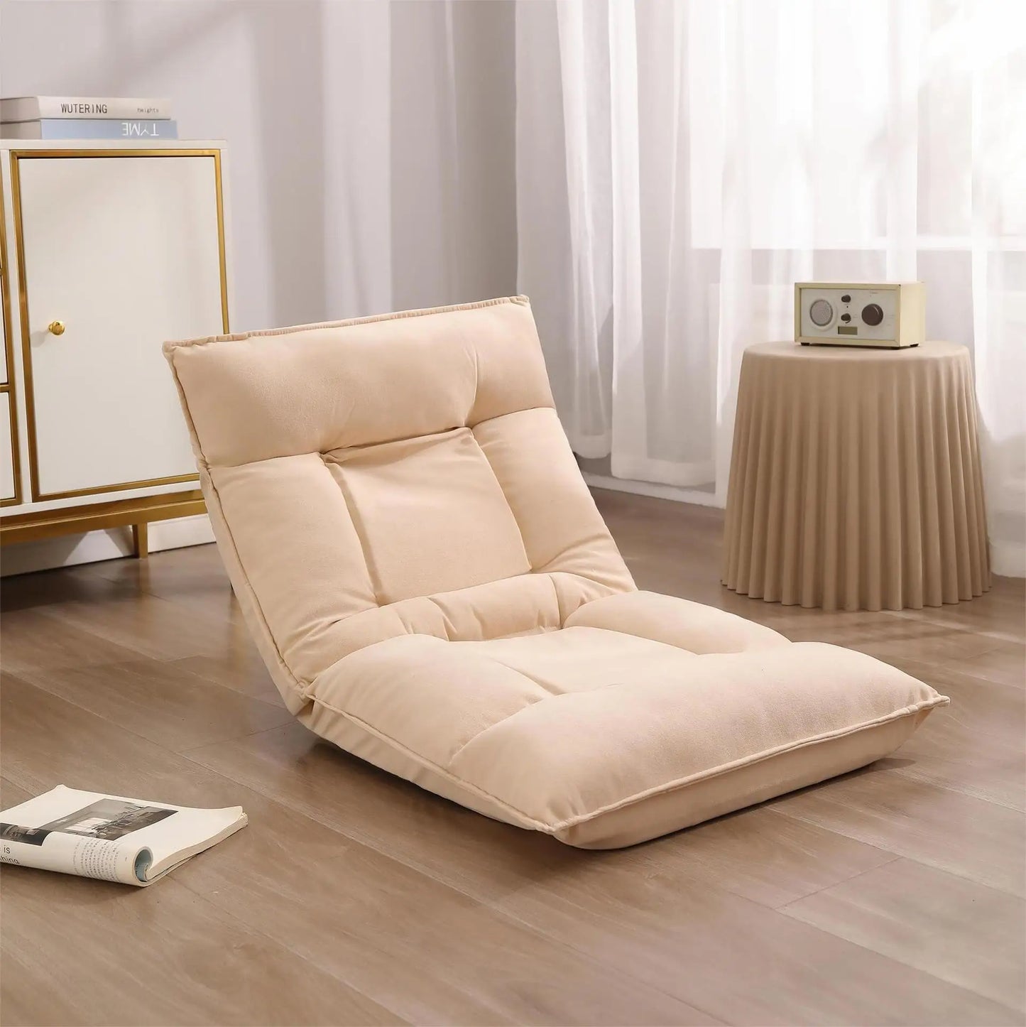 UVR Folding Lazy Sofa Living Room Leisure Backrest Stool Single Tatami Adjustable Balcony Window Reading Chair Furniture