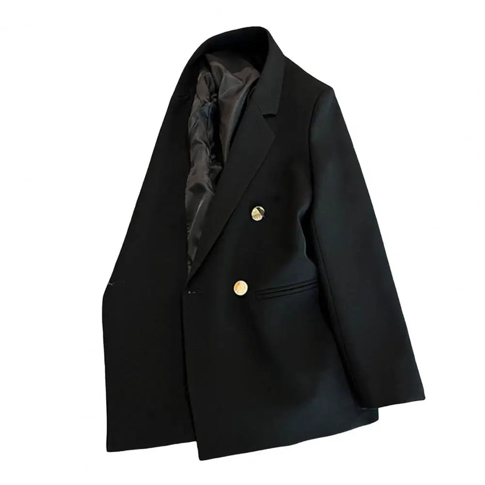 Commuting Style Suit Coat Elegant Lapel Double Breasted Suit Coat for Men Business Outwear with Pockets Solid Color Spring