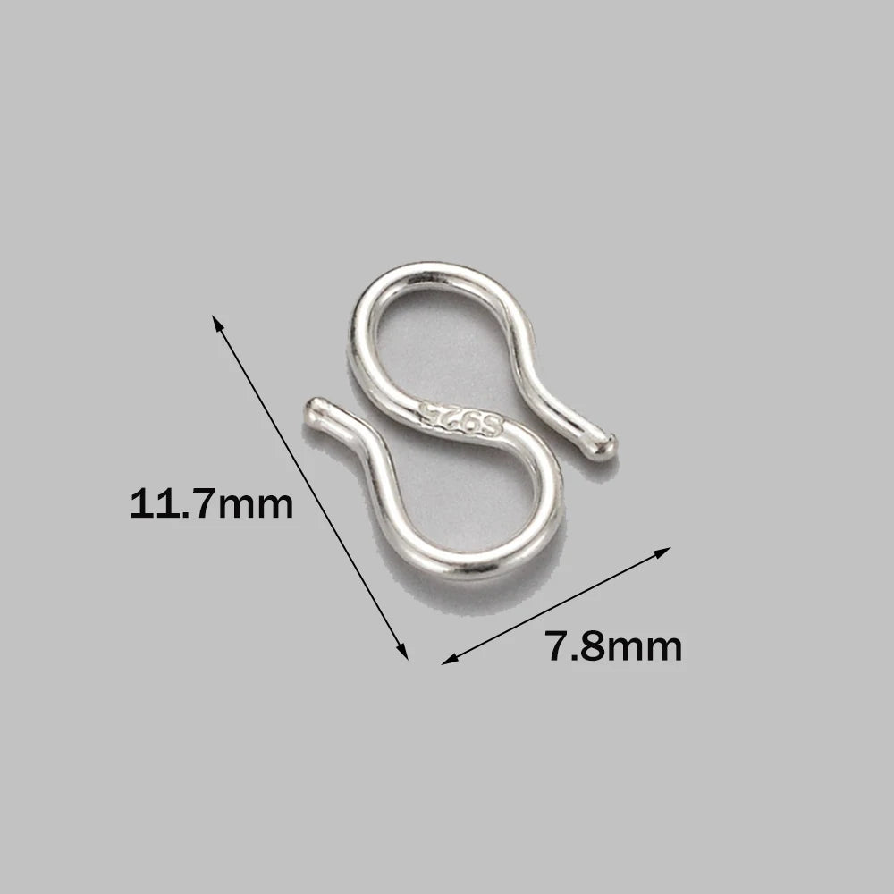 2Pcs 925 Sterling Silver Letter S M Shape Buckle Connectors For DIY Necklace Bracelet End Clasps Hooks Jewelry Making Supplies