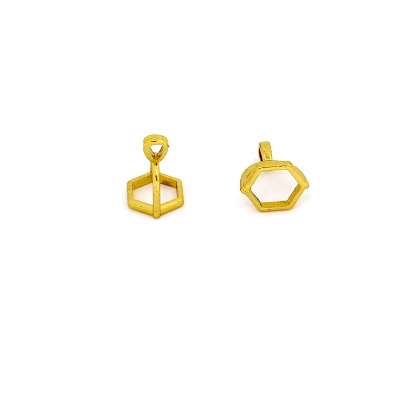 20Pcs Hexagonal Gemstone Cap Natural Stone Crystal Pillar Pendant Caps For Jewelry Making Pendant Necklace Connectors Clasp DIY