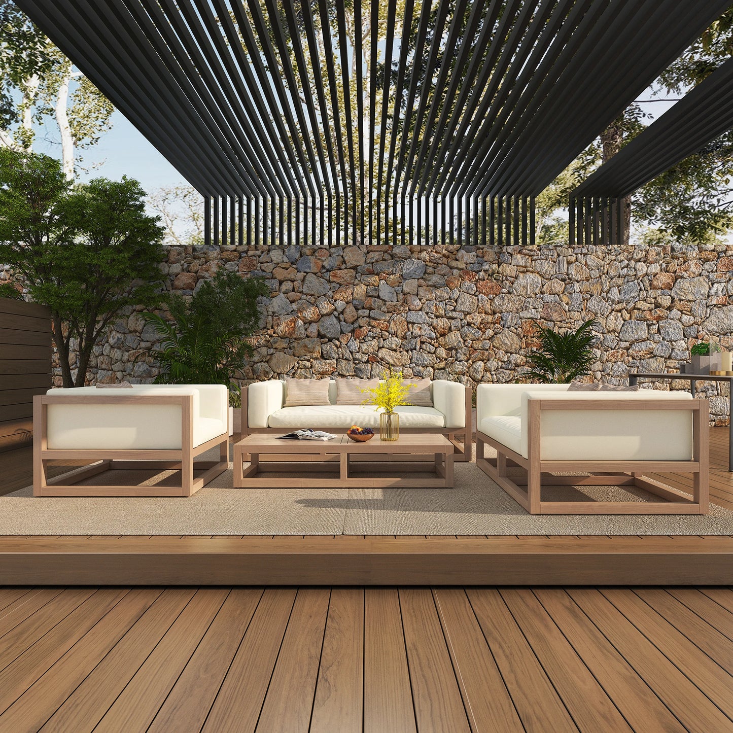 All Weather Hotel Sofa Patio Garden Lounge Teak Corner Corner Sofas Sets Outdoor Furniture Outdoor Sectional