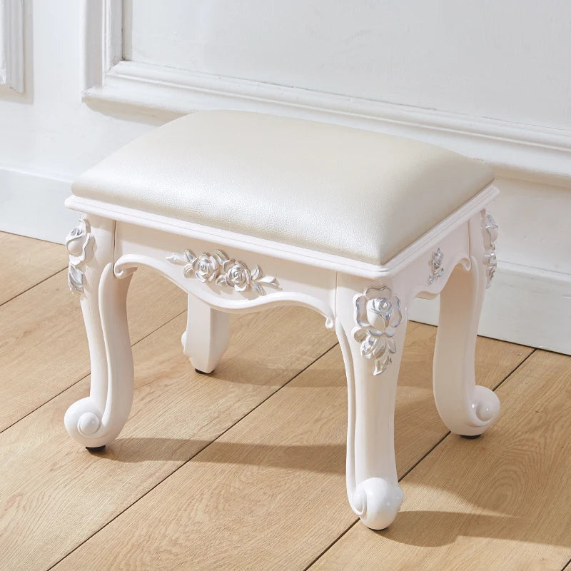 European style low stool modern bedroom stool off-white Hallway ottoman vanity chair makeup Footrest Interior home furniture