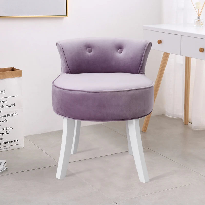 Modern Upholstered Velvet Dressing Table Stool, Low Back Bedroom Chair Makeup Chair Lounge Stool