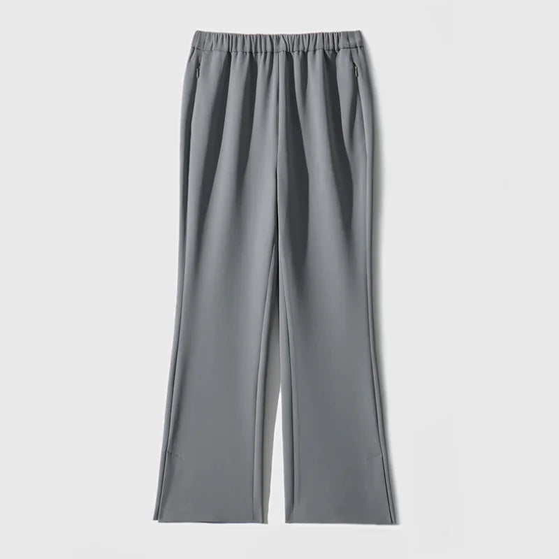 V-neck Outfits Casual Blazers Suits Slit Crop Flare Pants Sets Women Solid Triacetate Spring Autumn Slight Streh Elastic Waist