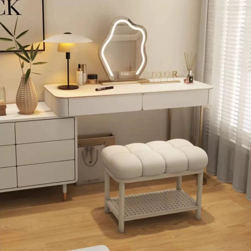 Entrance door, shoe changing stool, seated shoe cabinet, light luxury, creative dressing room, long strip shoe changing stool