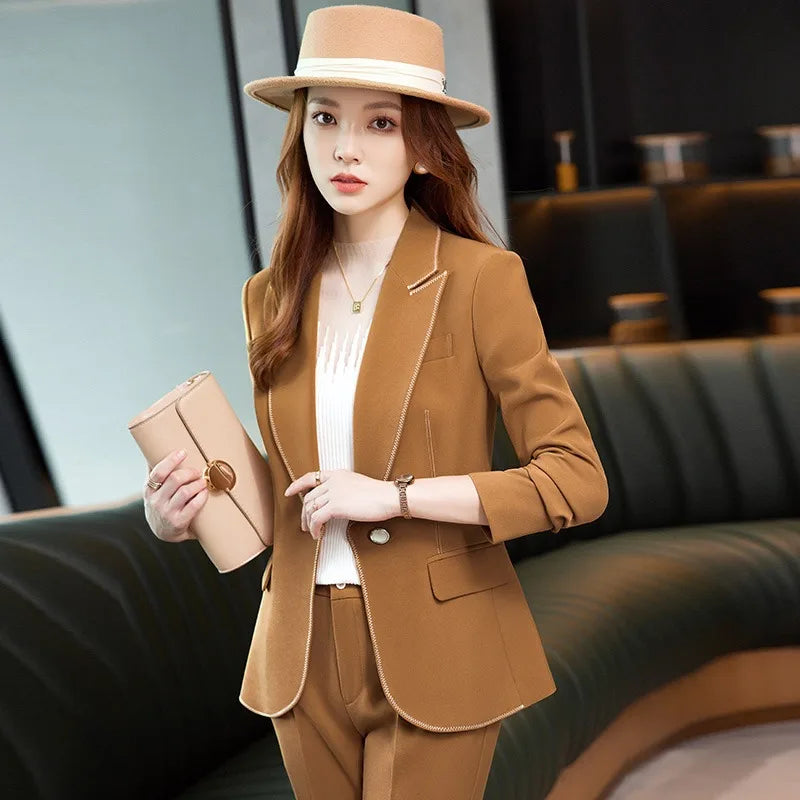 Insozkdg Black Office Two Piece Set Pants Women Trouser Suit Womens 2 Sets Green Professional Outfit Blazer + Straight Leg Pants
