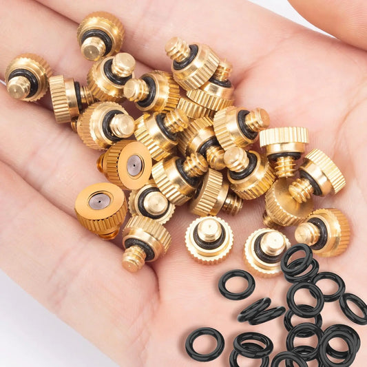 Cooling Fog Nozzle 3/16" Thread 0.5mm Brass Nozzle Garden Yard Balcony Outdoor Drop Temperature Industrial Dust Removal Atomizer