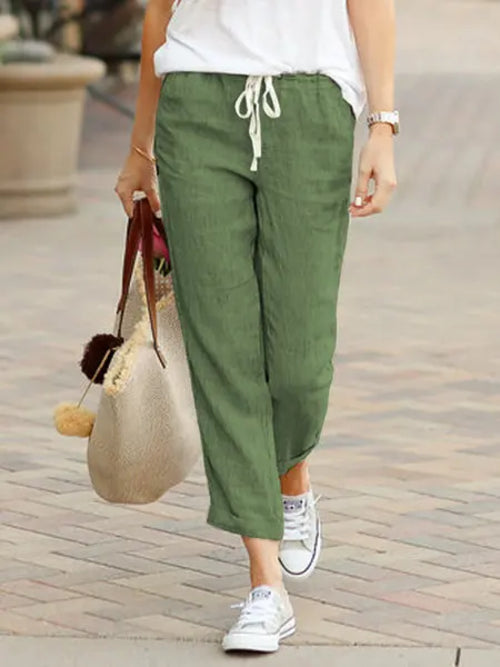 Autumn Cotton Women's Pants Y2K Black Drawstring Elastic Waist Casual