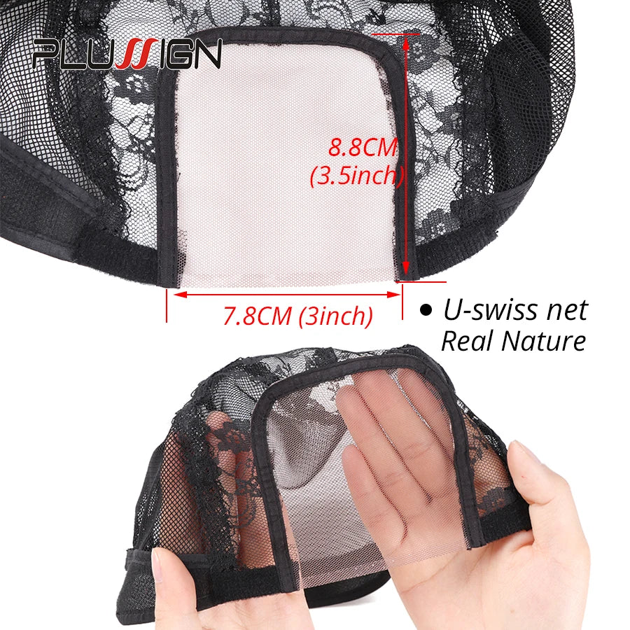 U Part Swiss Lace Wig Cap Black Hairnet Wig Caps For Making Lace Wigs
