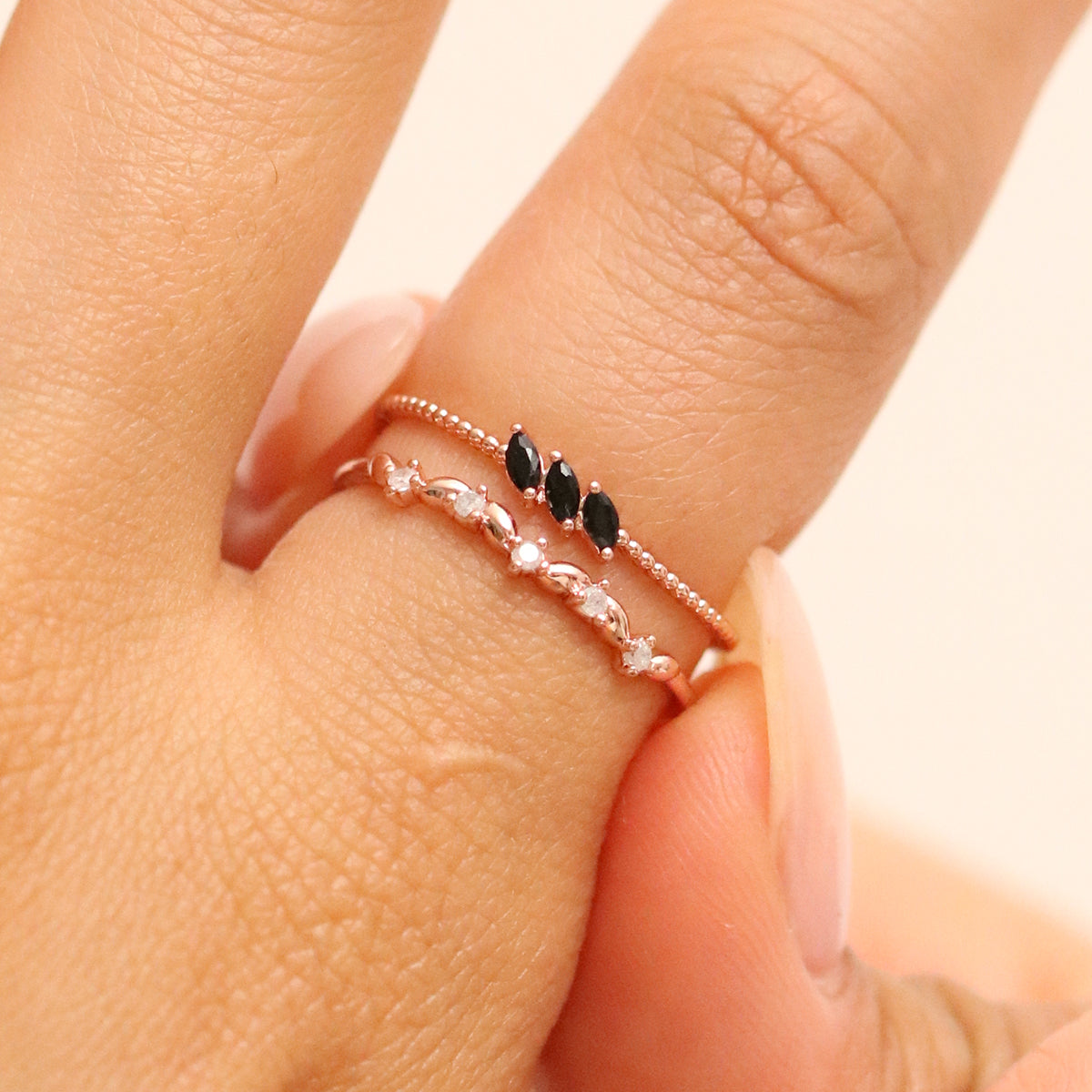 Black cubic layered ring-3