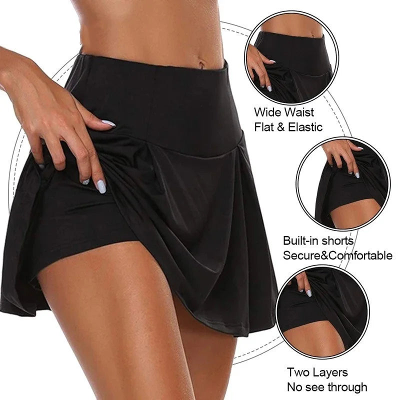 Summer Women Sprints Tennis Dance Fitness Short Skirts Quick Drying