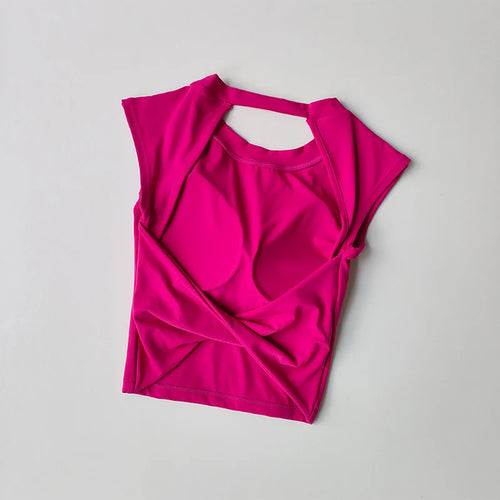 Sexy Short Backless Fixed Chest Pad Sports T-shirt Vest Women's Tight