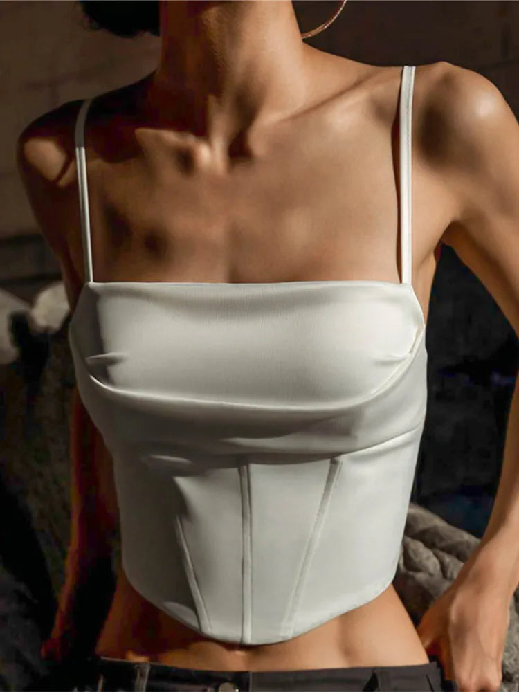Spaghetti Strap Tank Top Sexy Backless Bandage Skinny Crop Tops Summer