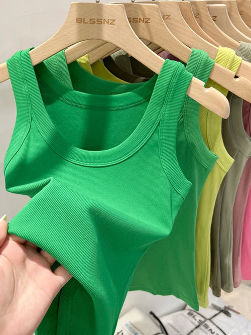 zjaiss Women Solid Round Neck Ribbed Tank Top Camisole Women 2025