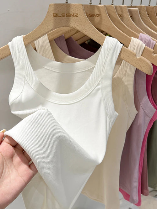 zjaiss Women Solid Round Neck Ribbed Tank Top Camisole Women 2025