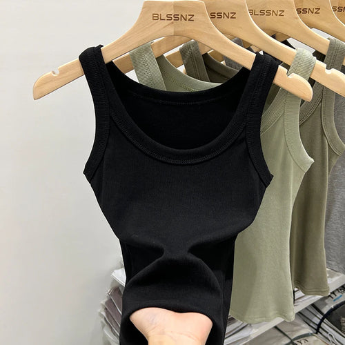 zjaiss Women Solid Round Neck Ribbed Tank Top Camisole Women 2025