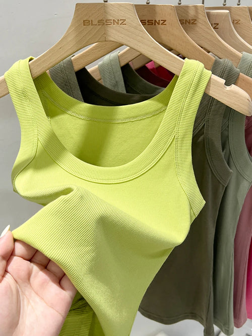 zjaiss Women Solid Round Neck Ribbed Tank Top Camisole Women 2025