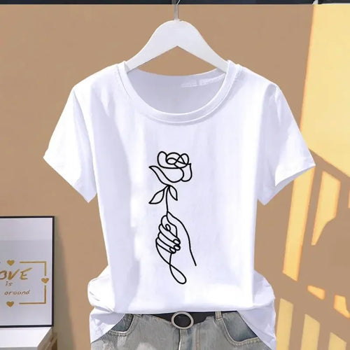 Women Print Floral Sports Fashion Casual Explosive Short Sleeve