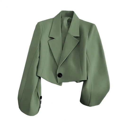 Casual Business Style Suit Coat Solid Color Suit Coat Elegant Women's Lapel Suit Coat with Single Button Closure Long for Casual