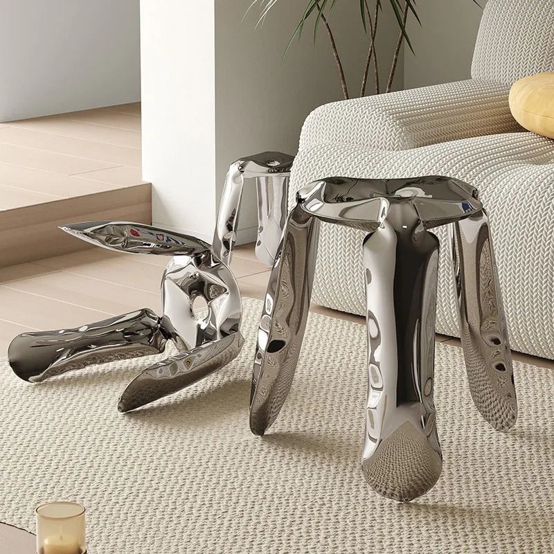 Modern Design Stainless Steel High Bar Stool Stackable Outdoor Dining Cafe Metal Chair for Home Furniture Use