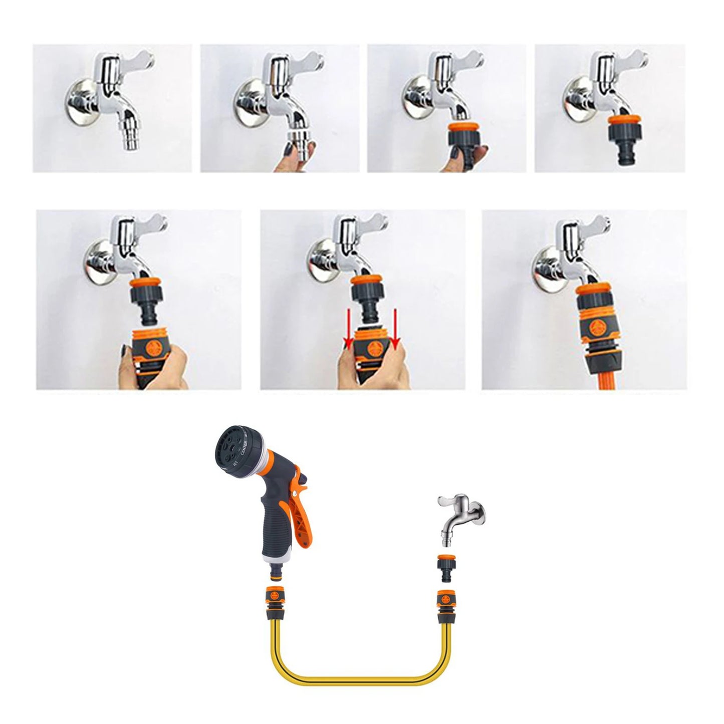 Water Hose Nozzle Water Sprayer Nozzle For Garden Hose High Pressure Irrigation Attachment Head With 8 Adjustable Spray Patterns